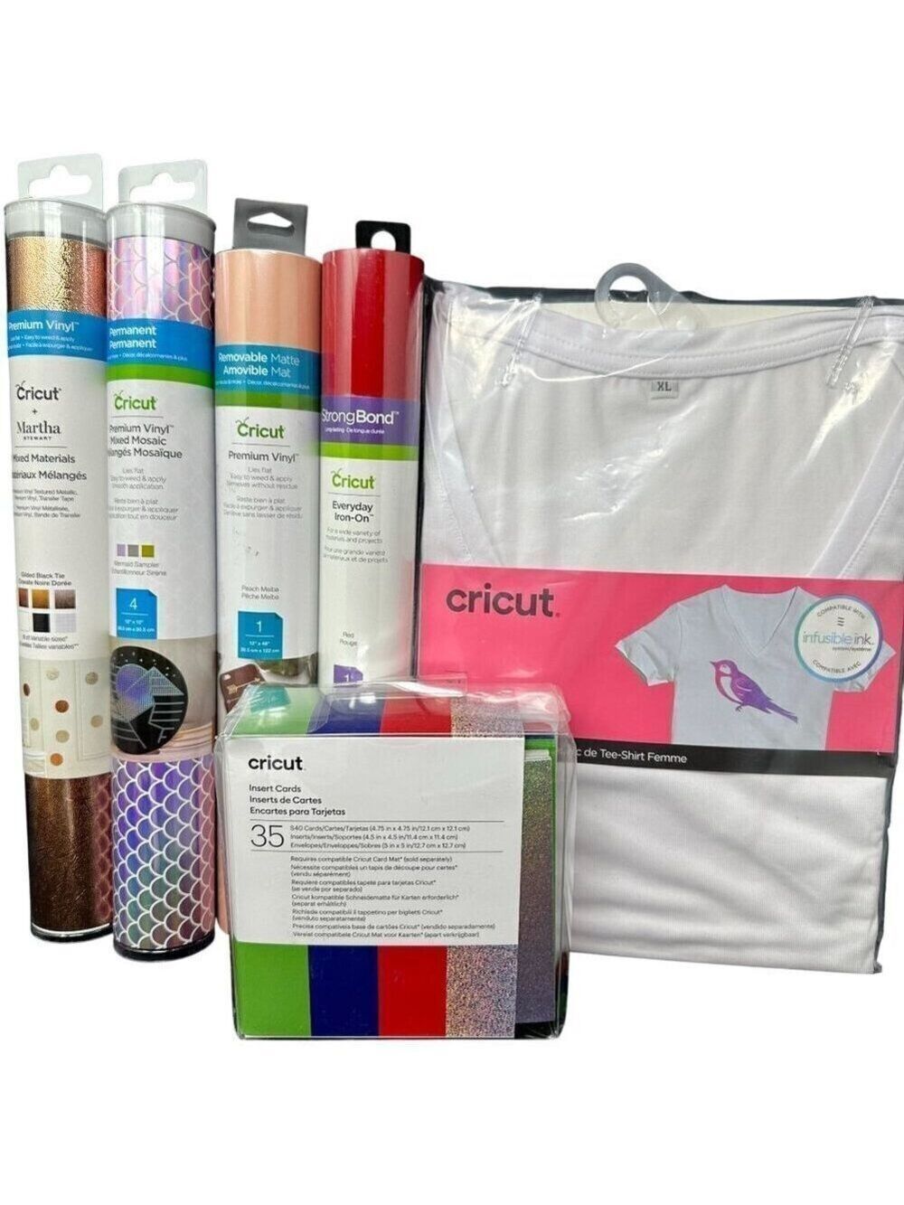 Cricut Sampler Craft Lot Vinyl Accessories HTV Cards Bundle Gift Starter Set New